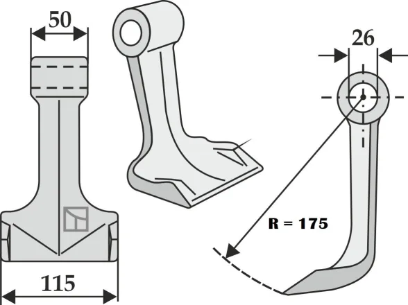 Marteau de broyeur 115 mm x 60 mm Ø 26 mm - Image n°2